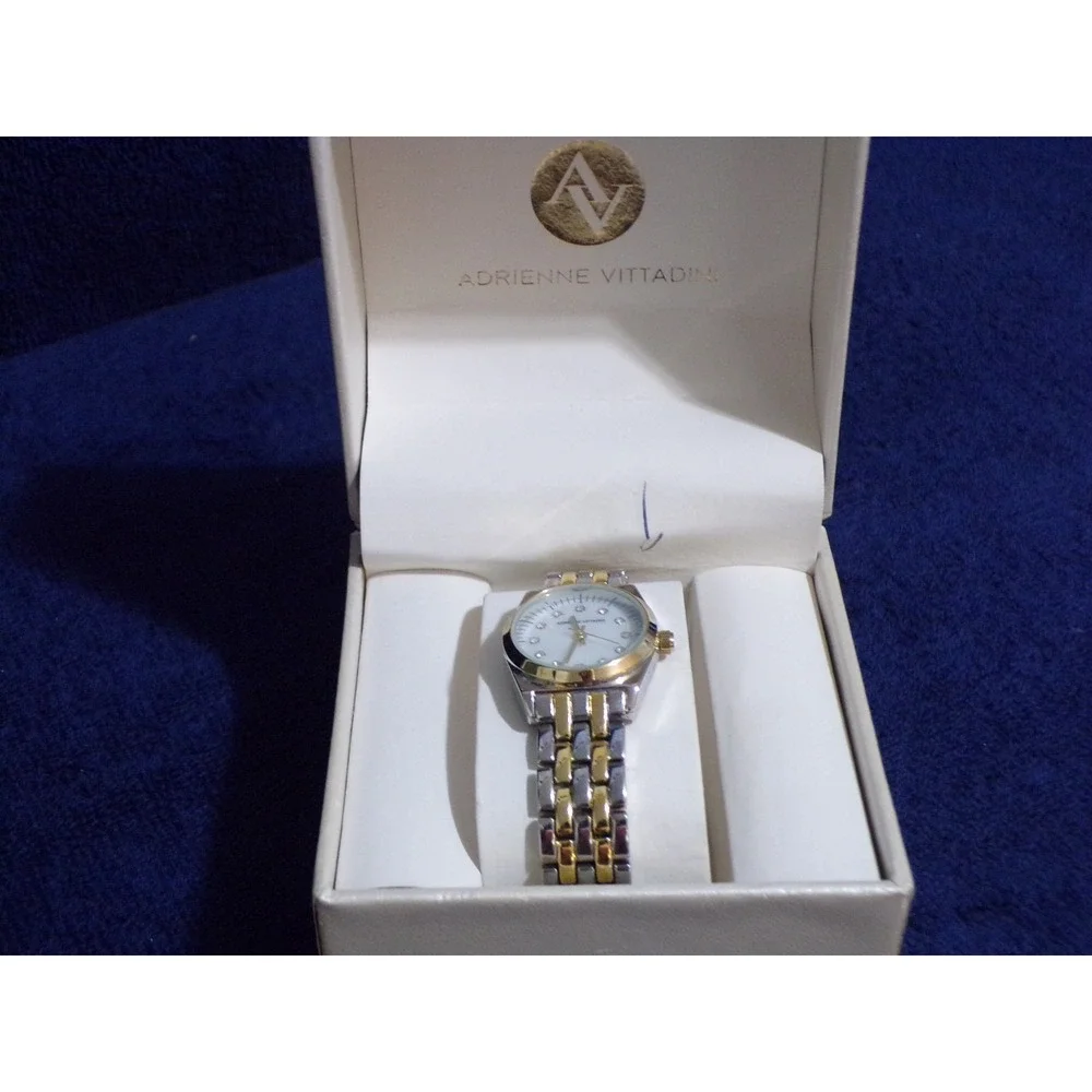 Adrienne Vittadin 2 Tone‎ 12 Rhinestone Women's Watch 7